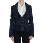 Exte Blue Three Button Single Breasted Blazer Jacket SIG30860-1