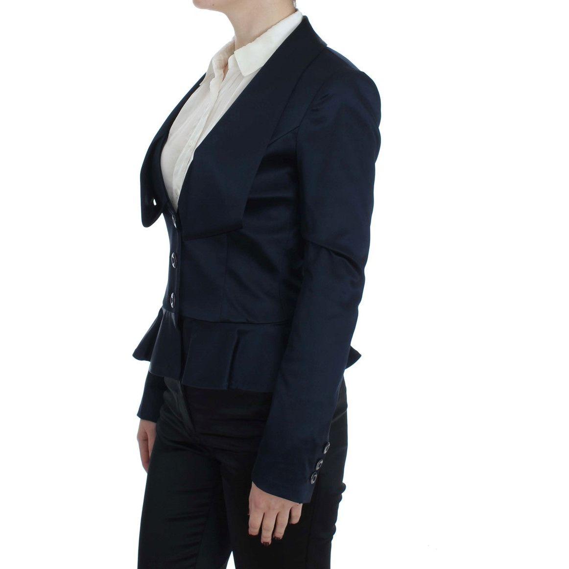 Exte Blue Three Button Single Breasted Blazer Jacket SIG30860-1