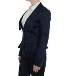 Exte Blue Three Button Single Breasted Blazer Jacket SIG30860-1
