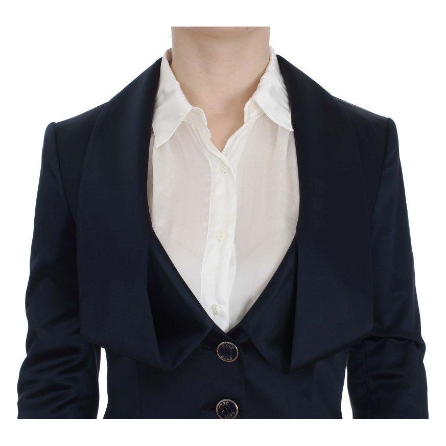 Exte Blue Three Button Single Breasted Blazer Jacket SIG30860-1