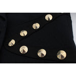 Exte Black Cotton Stretch Gold Studded Blazer Jacket SIG30910-2