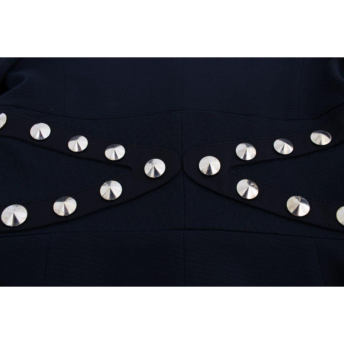 Exte Black Cotton Stretch Gold Studded Blazer Jacket SIG30910-2