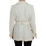 PLEIN SUD Elegant White Wrap Trench Jacket Coats & Jackets PLEIN SUD Gray