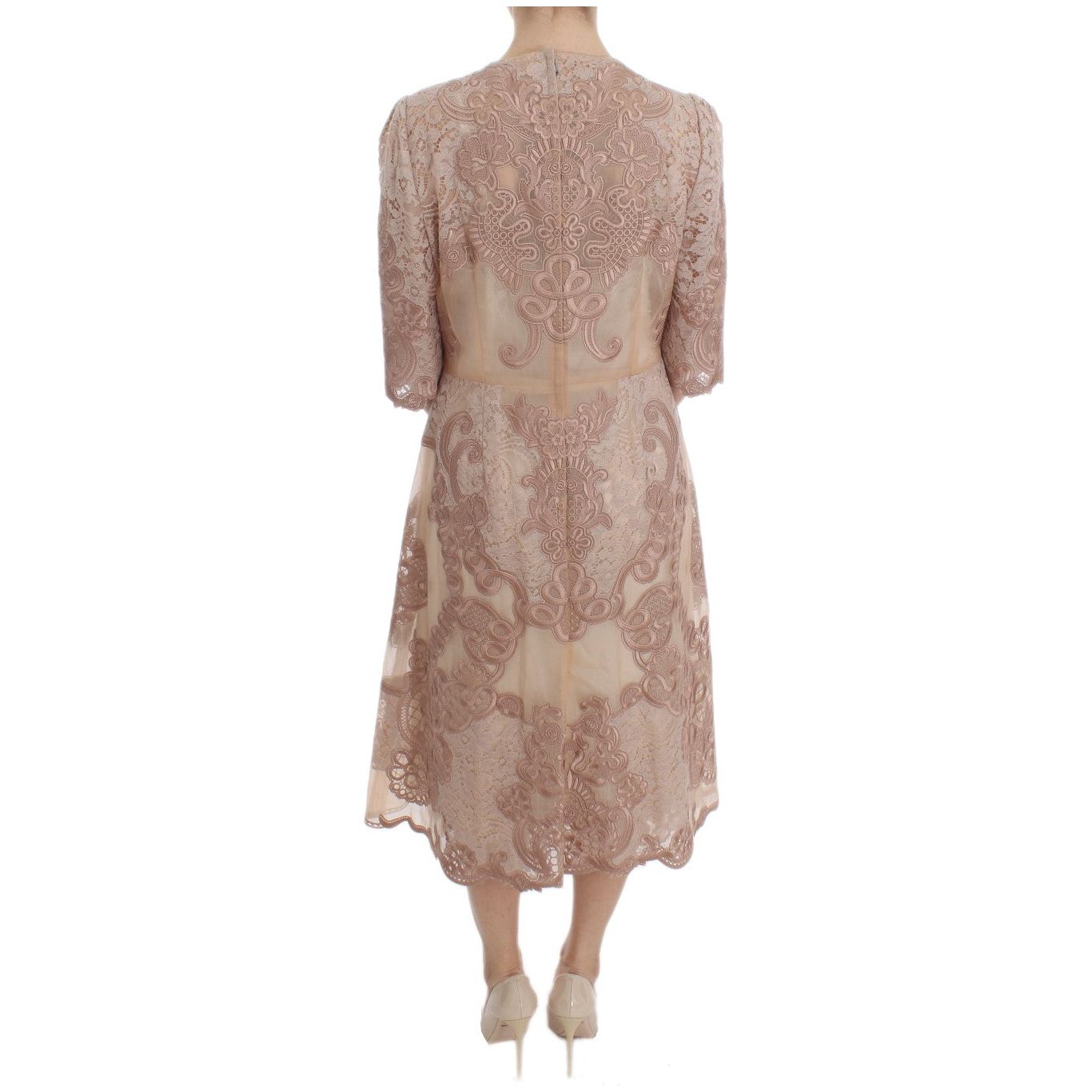 Dolce & Gabbana Elegant Pink Lace Embroidered Shift Dress DRE10065-1