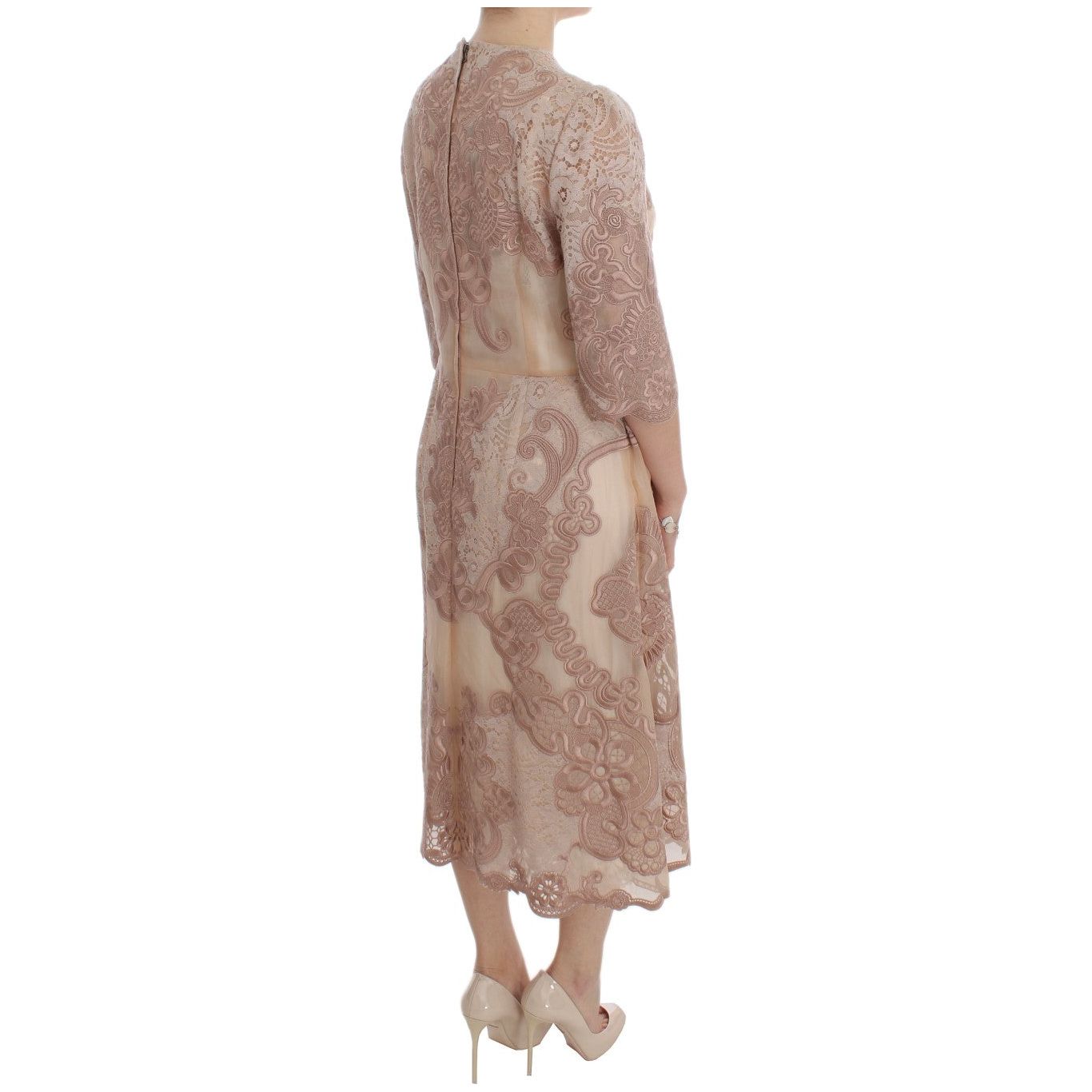 Dolce & Gabbana Elegant Pink Lace Embroidered Shift Dress DRE10065-1