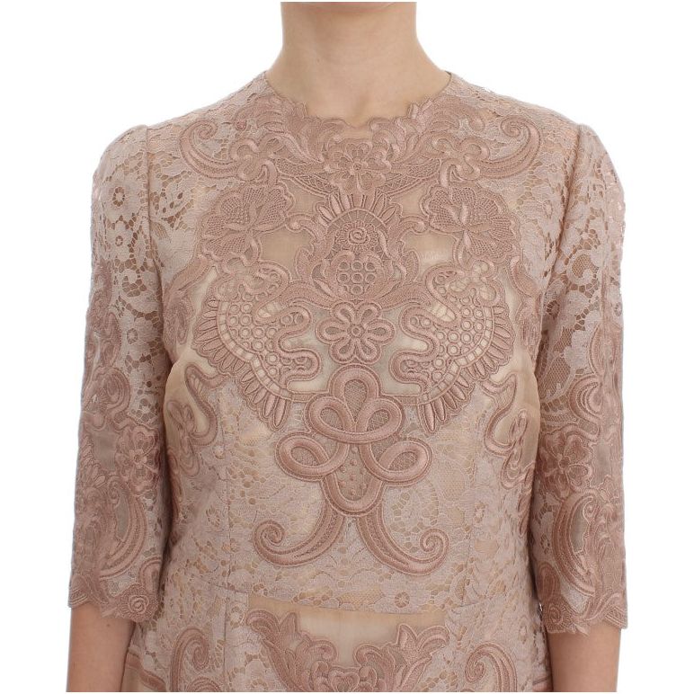 Dolce & Gabbana Elegant Pink Lace Embroidered Shift Dress DRE10065-1
