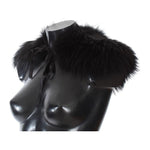 Dolce & Gabbana Black Fox Fur Chic Shoulder Wrap Fur Scarves Dolce & Gabbana Dark Slate Gray