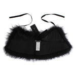 Dolce & Gabbana Black Fox Fur Chic Shoulder Wrap Fur Scarves Dolce & Gabbana Light Gray
