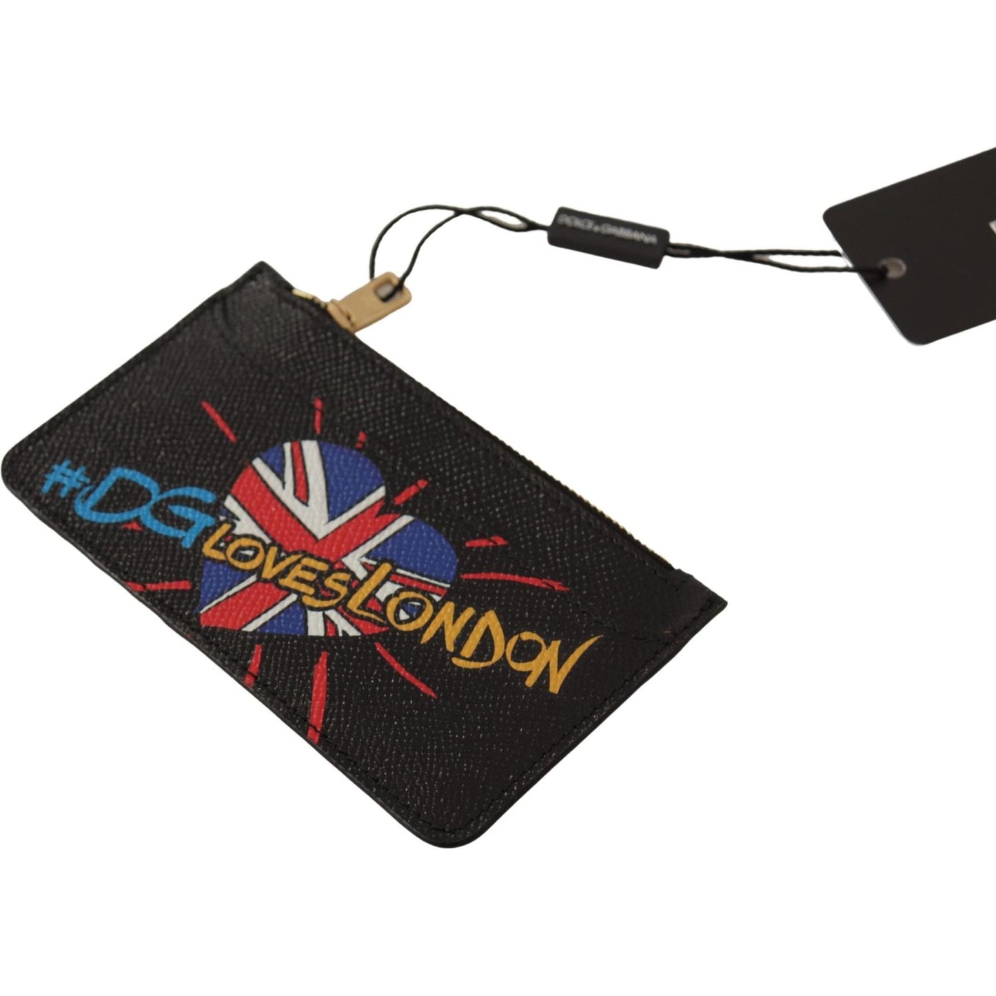 Dolce & Gabbana Black Leather #DGLovesLondon Women Cardholder Coin Case Wallet VAS130608