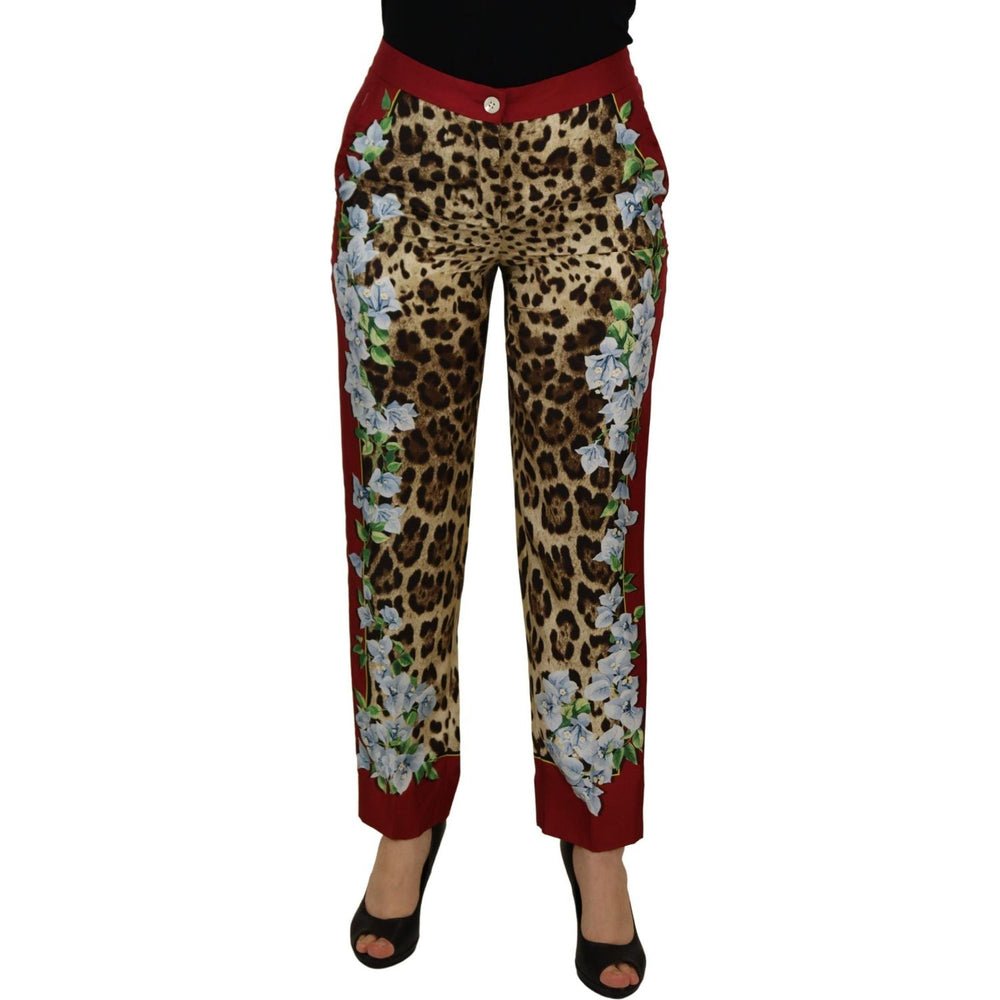 Dolce & Gabbana Multicolor Leopard Flora Printed Mid Waist Trouser Pants PAN73054 - 40