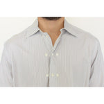 Ermanno Scervino Elegant White and Gray Striped Cotton Shirt Ermanno Scervino Light Gray