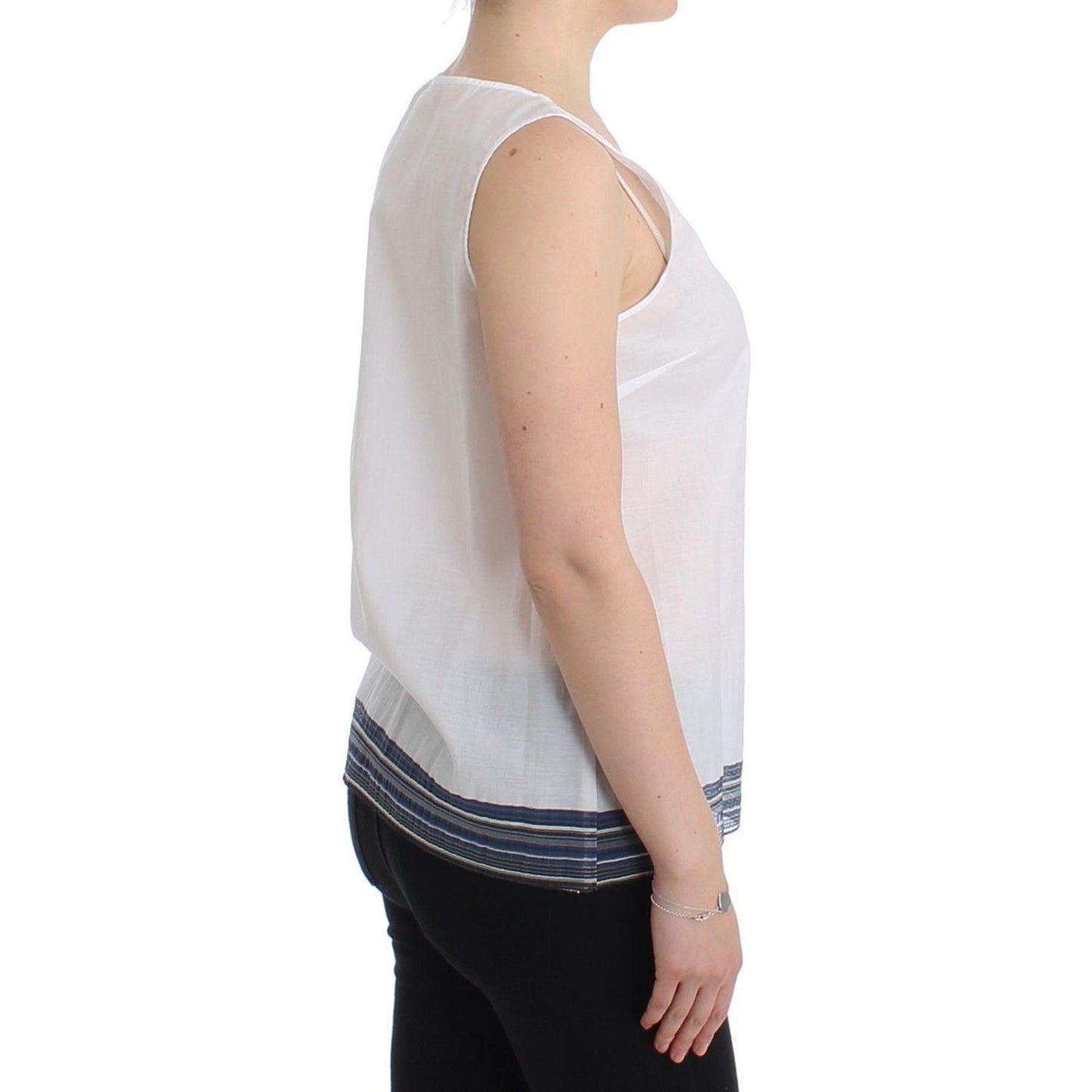 Ermanno Scervino White Blue Top Blouse Tank Shirt Sleeveless SIG11504-2
