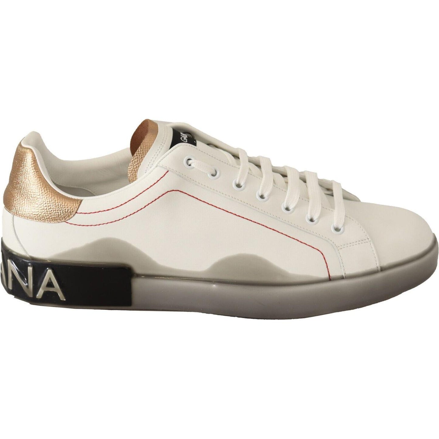 Dolce & Gabbana White Gold Leather Low Top Sneakers Casual Shoes MV4628- 39.5
