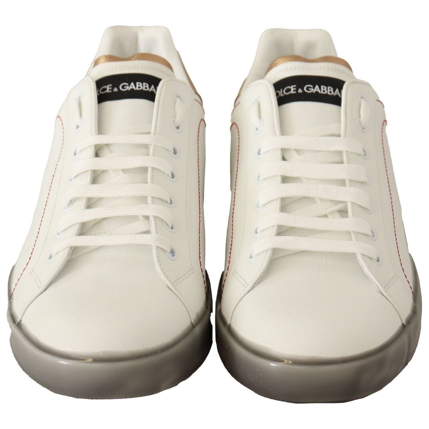 Dolce & Gabbana White Gold Leather Low Top Sneakers Casual Shoes MV4628- 39.5