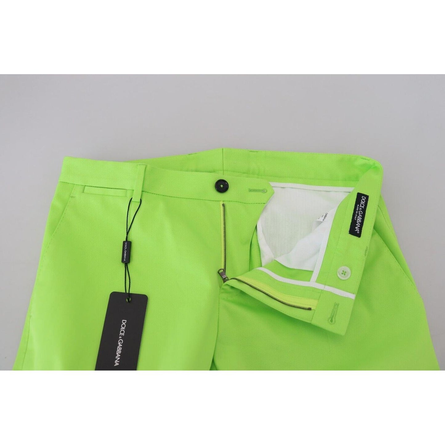 Dolce & Gabbana Light Green Cotton Skinny Men Trousers Pants PAN74389 - 48