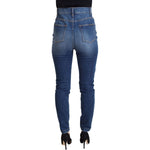 Dolce & Gabbana Blue Cotton High Waist Skinny Denim Jeans PAN74028 - 40