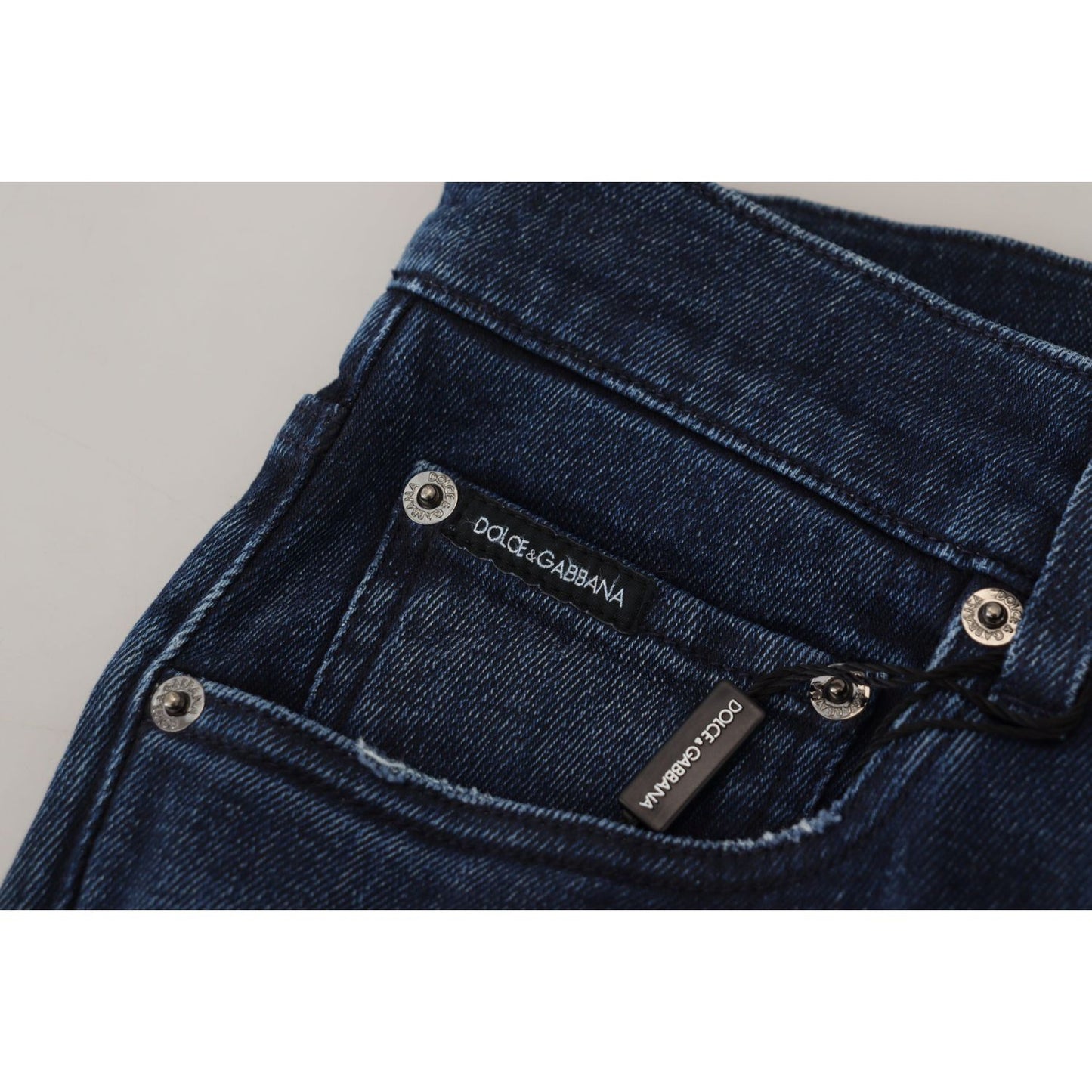 Dolce & Gabbana Blue Cotton Skinny Tattered Denim Jeans PAN73394 - 44
