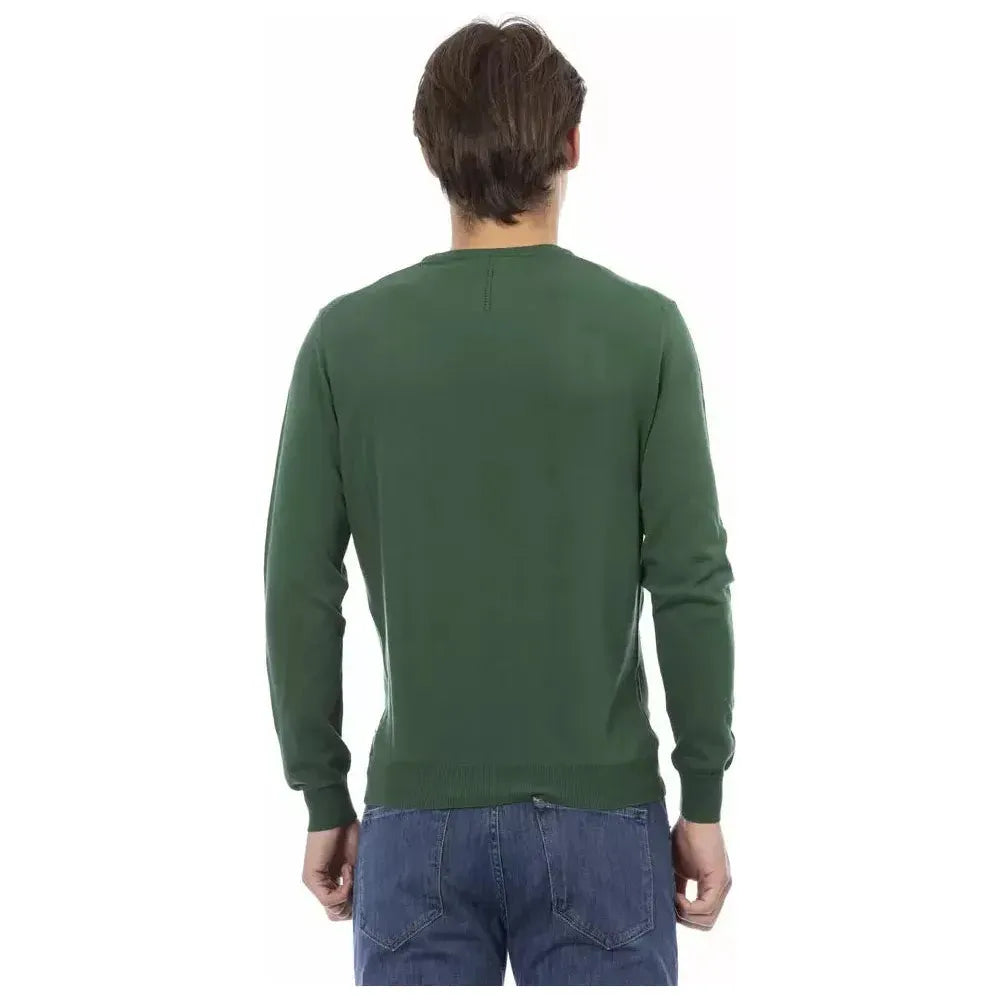 Baldinini Trend Green Cotton Men Sweater BA-22905-XXL