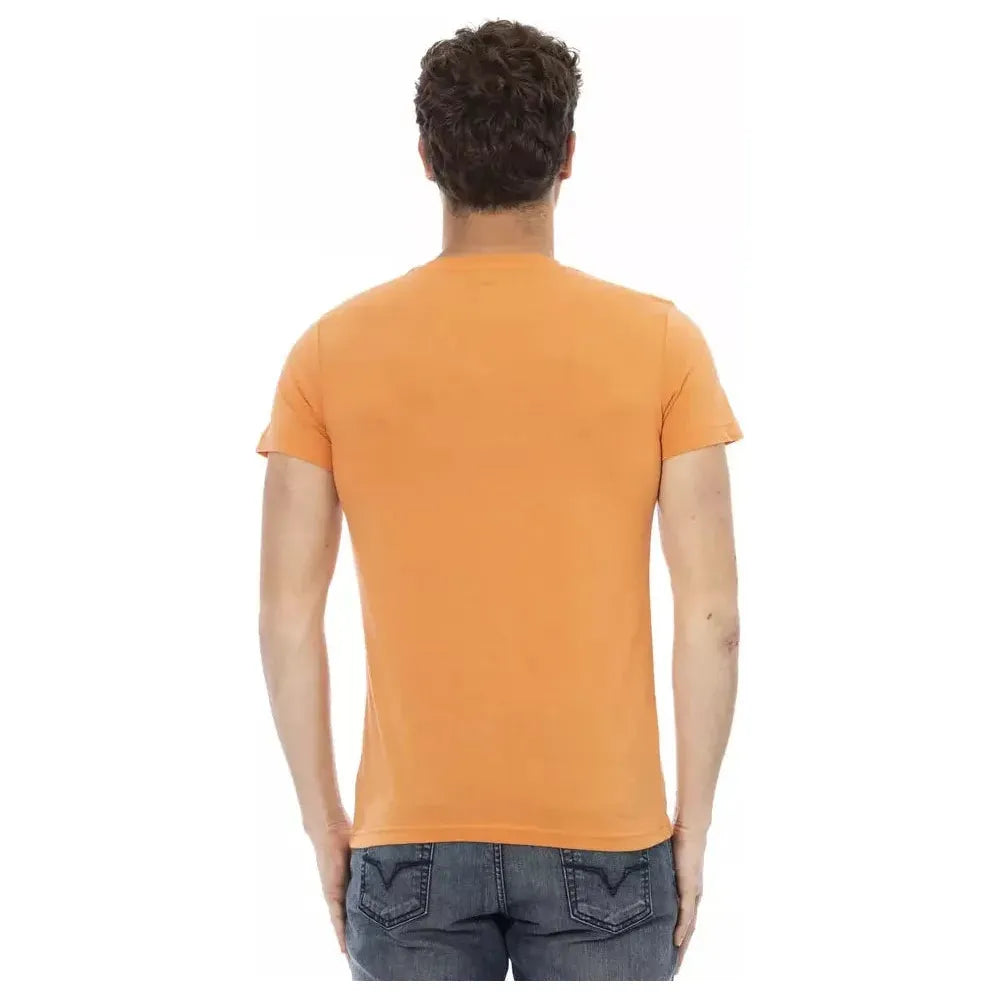 Trussardi Action Orange Cotton Men's V-Neck T-Shirt