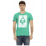 Trussardi Action Green Cotton Men T-Shirt Trussardi Action Cadet Blue