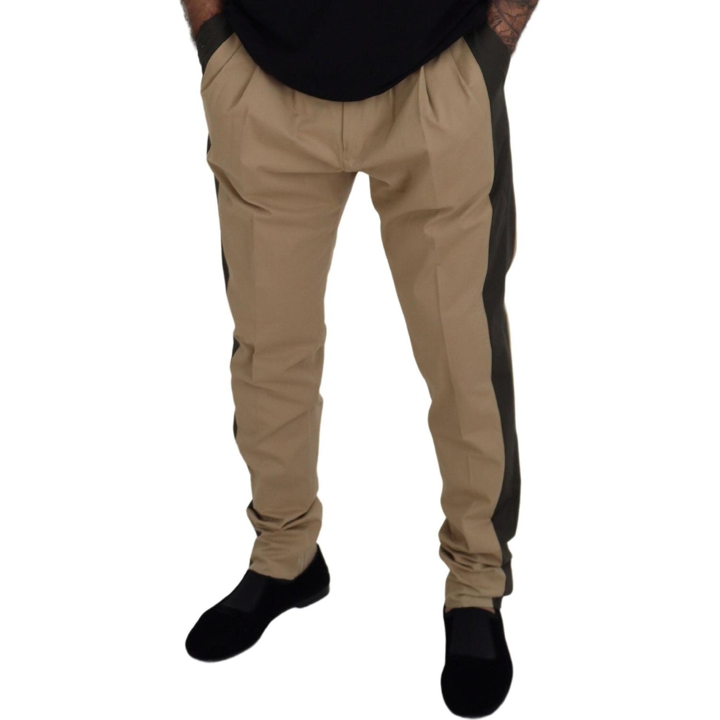 Dolce & Gabbana Brown Black Cotton Chino Men Pants PAN73275 - 50