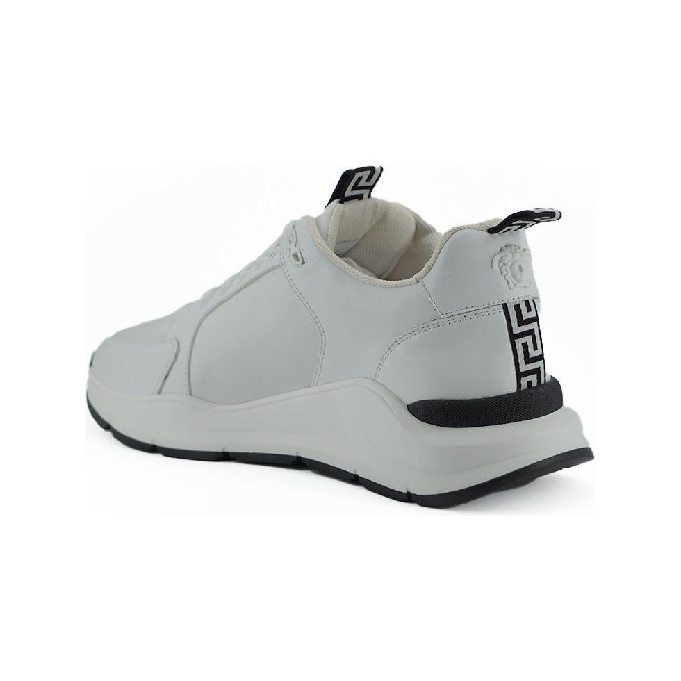 Versace Sleek White Calf Leather Sneakers 8054712372438