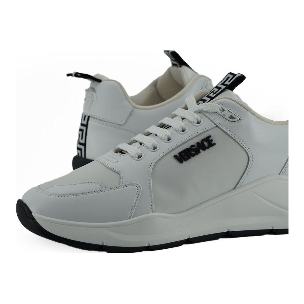 Versace Sleek White Calf Leather Sneakers 8054712372438