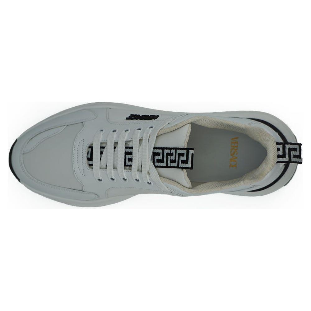 Versace Sleek White Calf Leather Sneakers 8054712372438