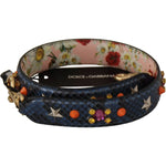 Dolce & Gabbana Blue Exotic Leather Crystals Reversible Shoulder Strap BEL8730