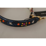 Dolce & Gabbana Blue Exotic Leather Crystals Reversible Shoulder Strap BEL8730