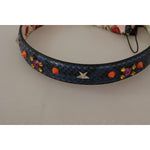 Dolce & Gabbana Blue Exotic Leather Crystals Reversible Shoulder Strap BEL8730