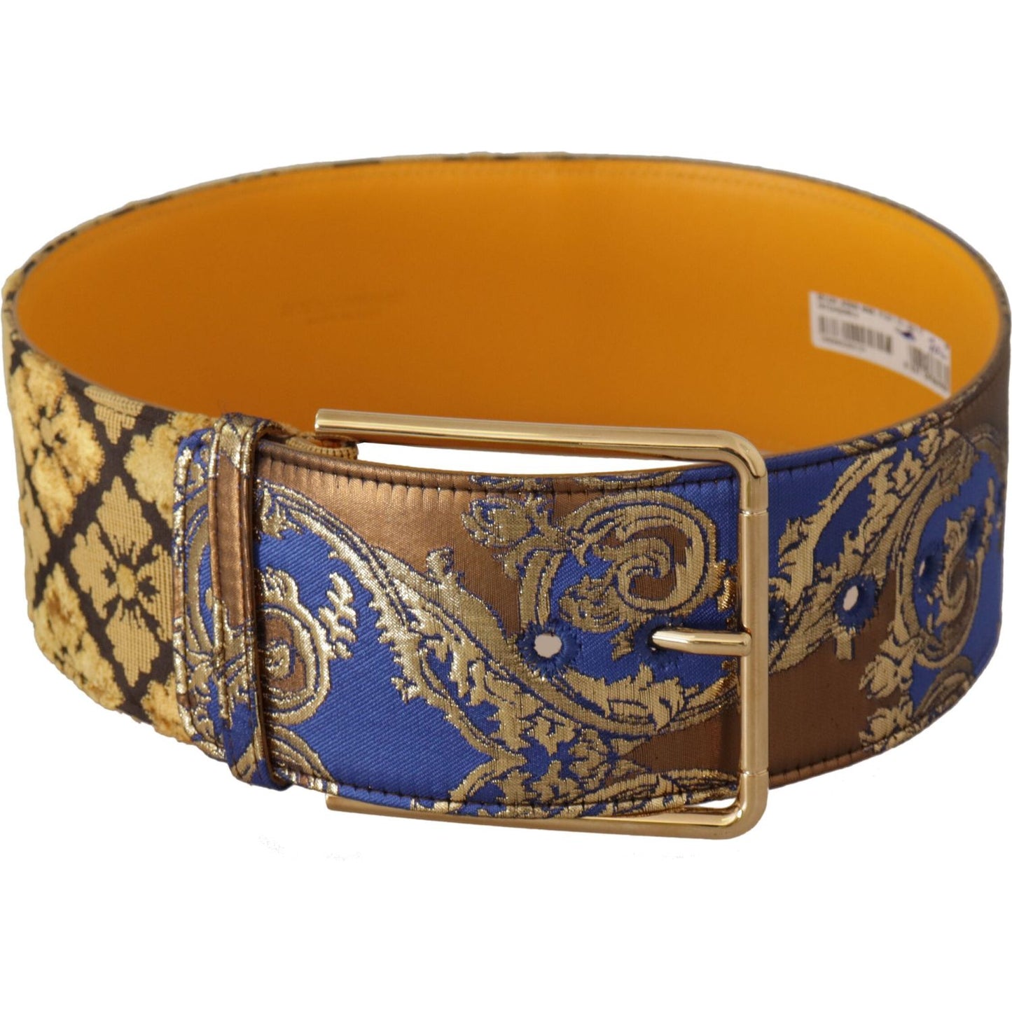 Dolce & Gabbana Blue Floral Patchwork Leather Wide Waist Buckle Belt WMB110 - 70