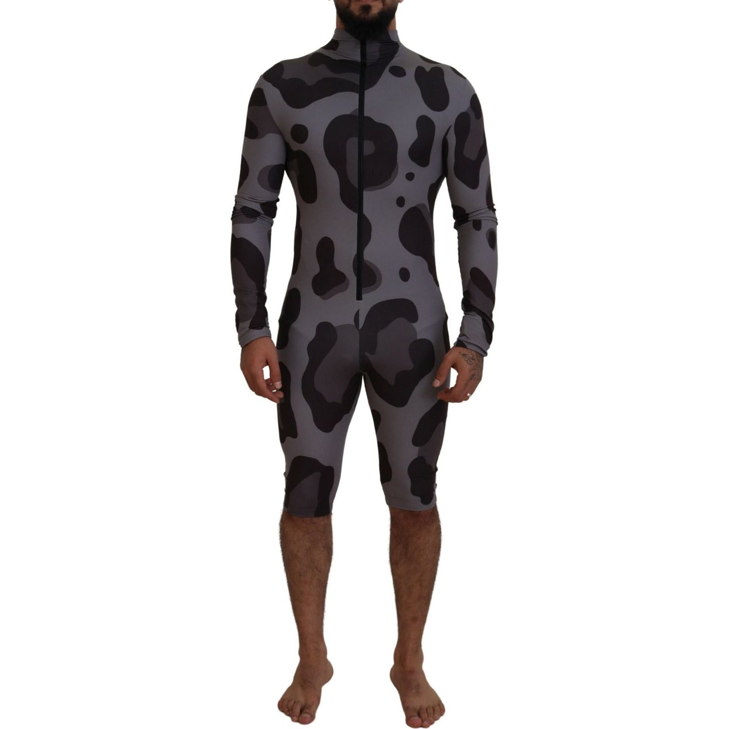 Dolce & Gabbana Gray Patterned Polyester Wetsuit Swimwear TSH83591 - 48