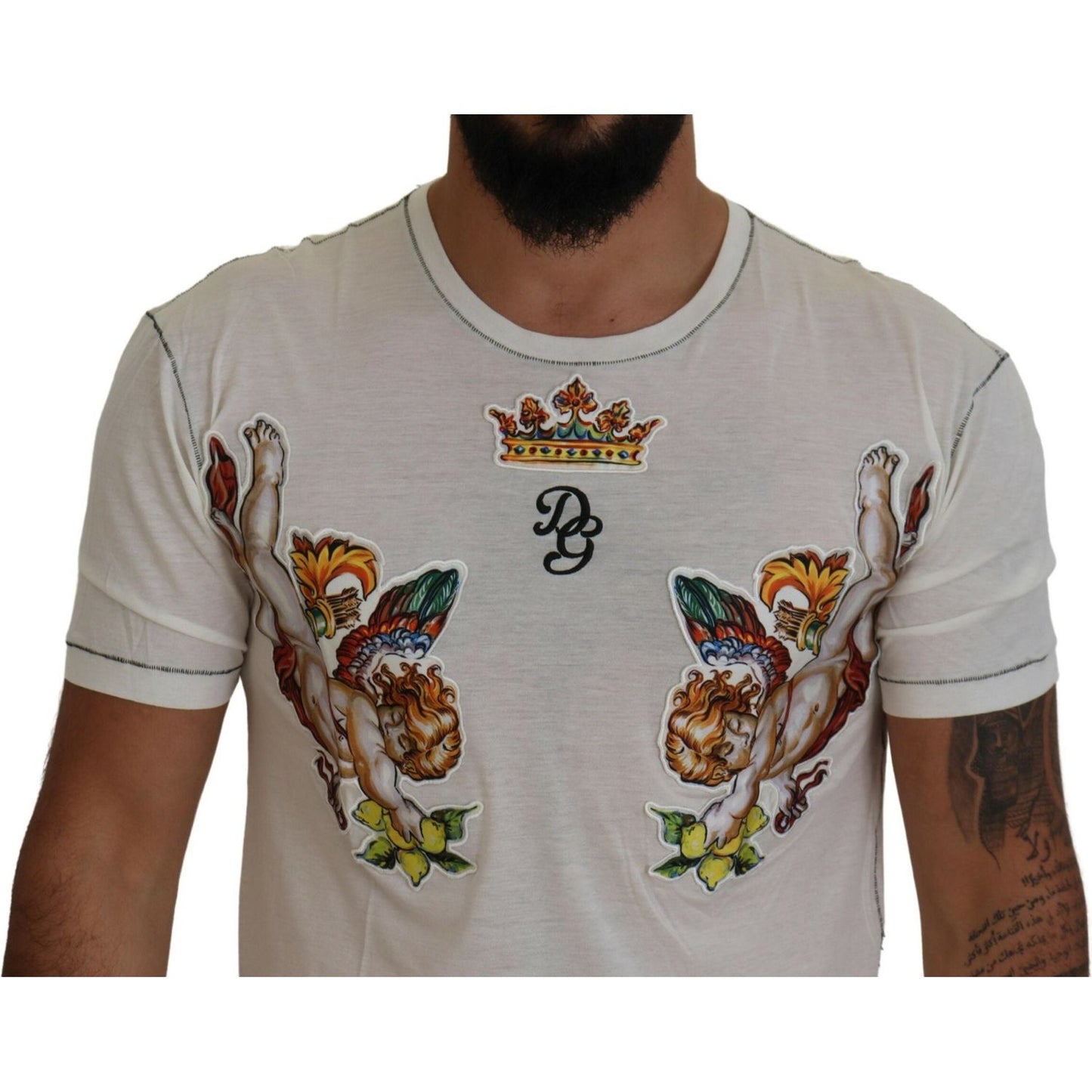 Dolce & Gabbana White Printed Short Sleeves Men T-shirt TSH83620 - 44