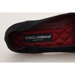 Dolce & Gabbana Black Suede Gold Cross Slip On Loafers Shoes MV4881- 39.5