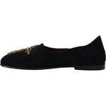 Dolce & Gabbana Black Suede Gold Cross Slip On Loafers Shoes MV4881- 39.5