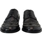 Dolce & Gabbana Black Leather Derby Dress Studded Shoes MV4886- 40.5