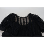Dolce & Gabbana Black Lace Trim A-line Mini Nylon Dress DR28847