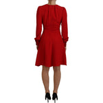 Dolce & Gabbana Elegant Red Silk A-Line Knee Length Dress Dolce & Gabbana Dark Red