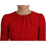 Dolce & Gabbana Elegant Red Silk A-Line Knee Length Dress Dolce & Gabbana Dark Red