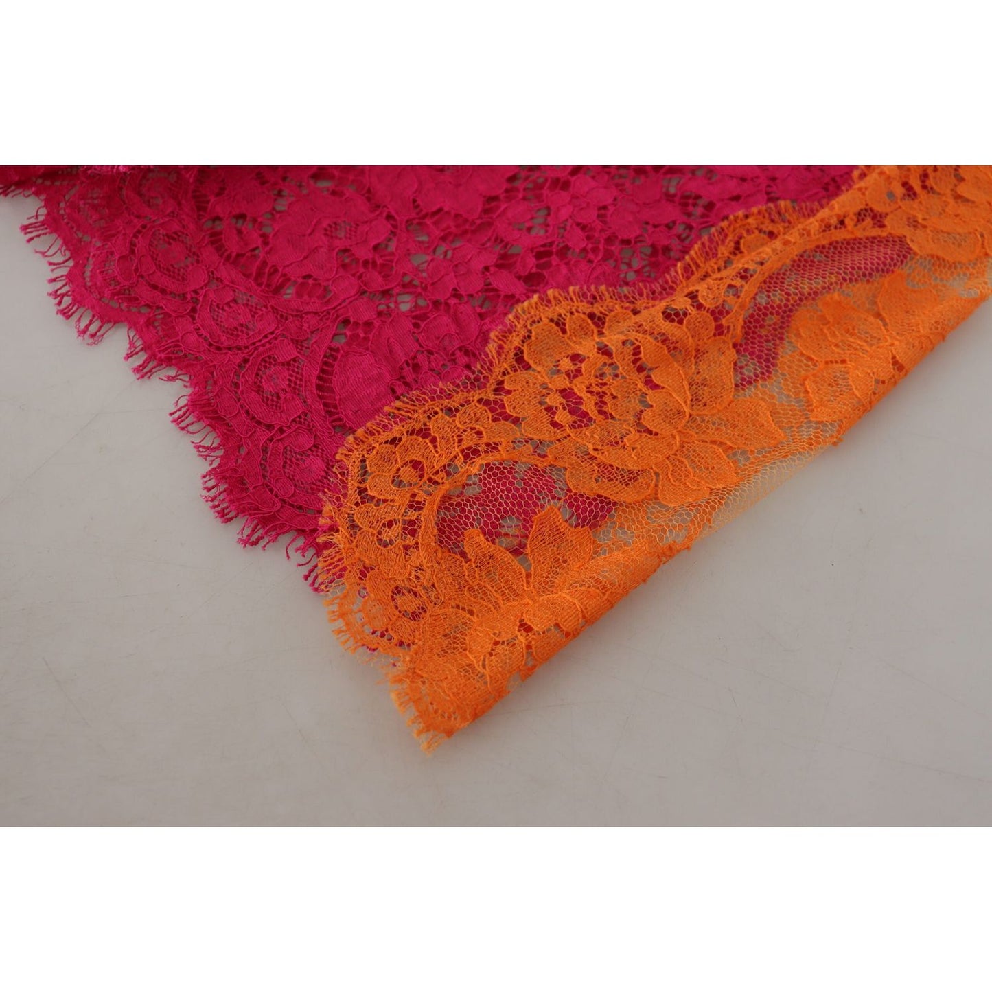 Dolce & Gabbana Pink Orange Lace Cotton High Waist Shorts PAN74576- 40