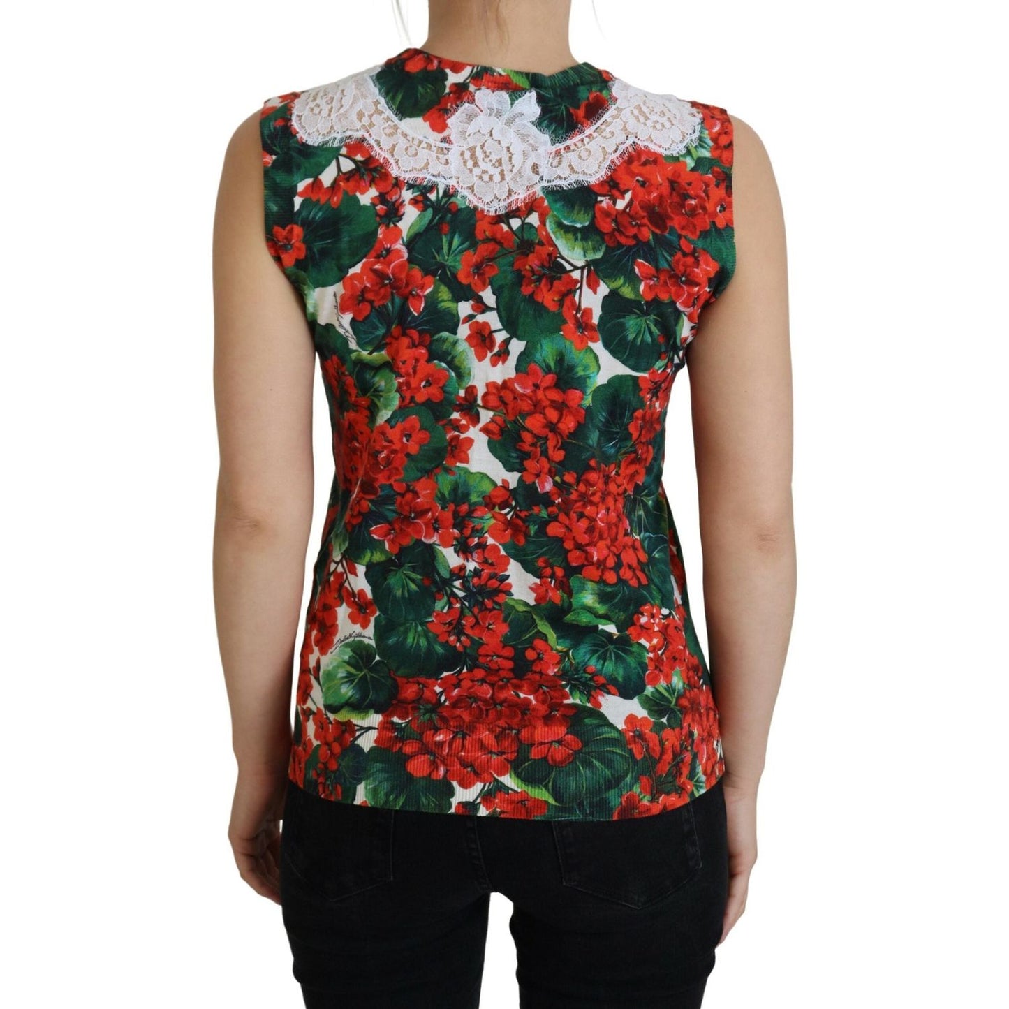 Dolce & Gabbana White Floral Wool Lace Vest Tank Top TSH8079-38