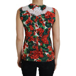 Dolce & Gabbana White Floral Wool Lace Vest Tank Top TSH8079-38