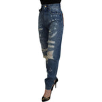 Dolce & Gabbana Blue Tattered Skinny Denim Cotton Jeans PAN74198- 38