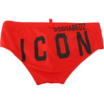 Dsquared² Red Black ICON Print Mens Swim Brief Swimwear BIK1685 - 48