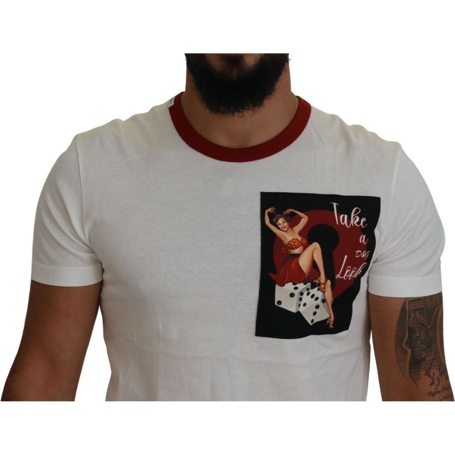 Dolce & Gabbana Cotton White Logo Print Crewneck T-shirt TSH83977-42