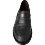 Dolce & Gabbana Black Leather Slipper Loafers Stitched Shoes MV5019-39