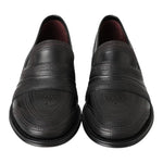 Dolce & Gabbana Black Leather Slipper Loafers Stitched Shoes MV5019-39