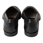 Dolce & Gabbana Black Leather Slipper Loafers Stitched Shoes MV5019-39
