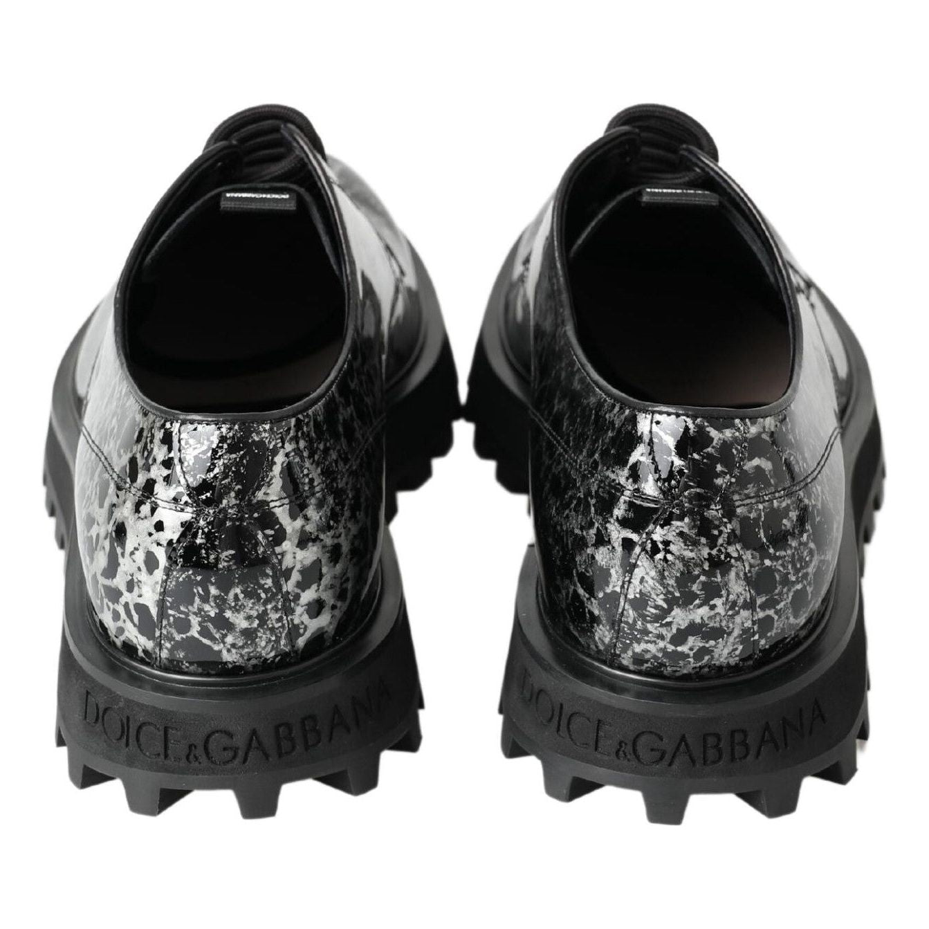 Dolce & Gabbana Black White Derby Patent Leather Shoes